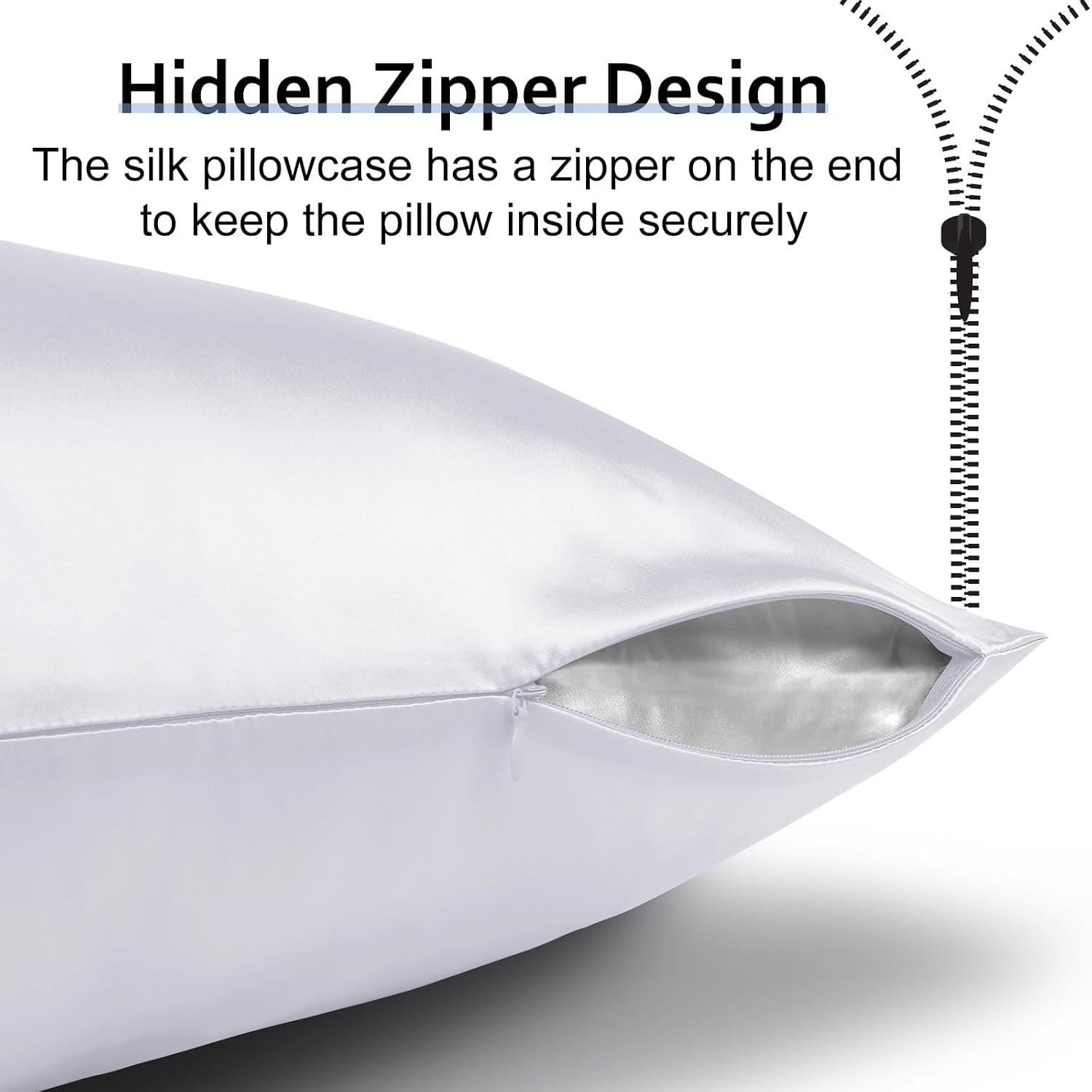 Pure White 21 Momme Mulberry Silk Pillowcase 50 x 75 cm