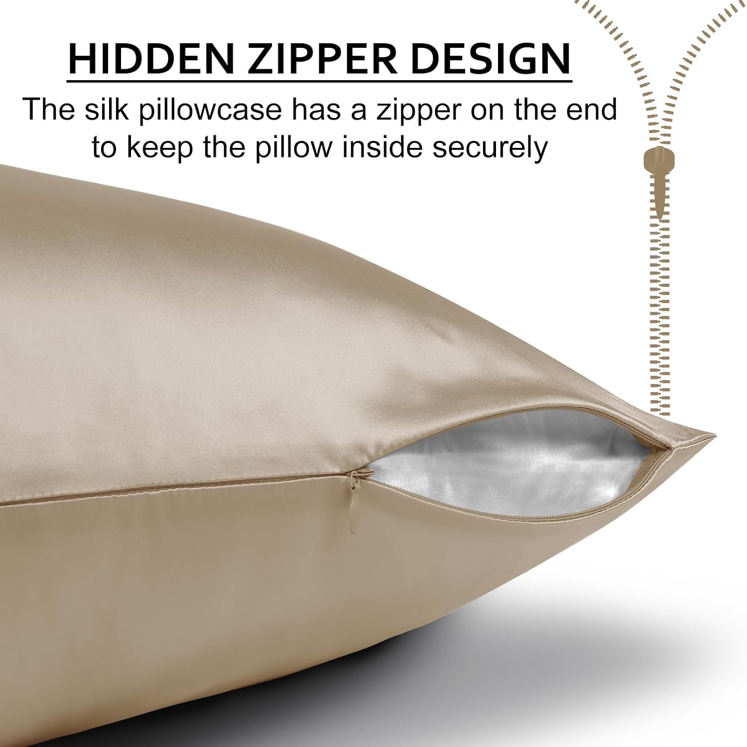 Taupe 21 Momme Mulberry Silk Pillowcase 50 x 75 cm: image 2