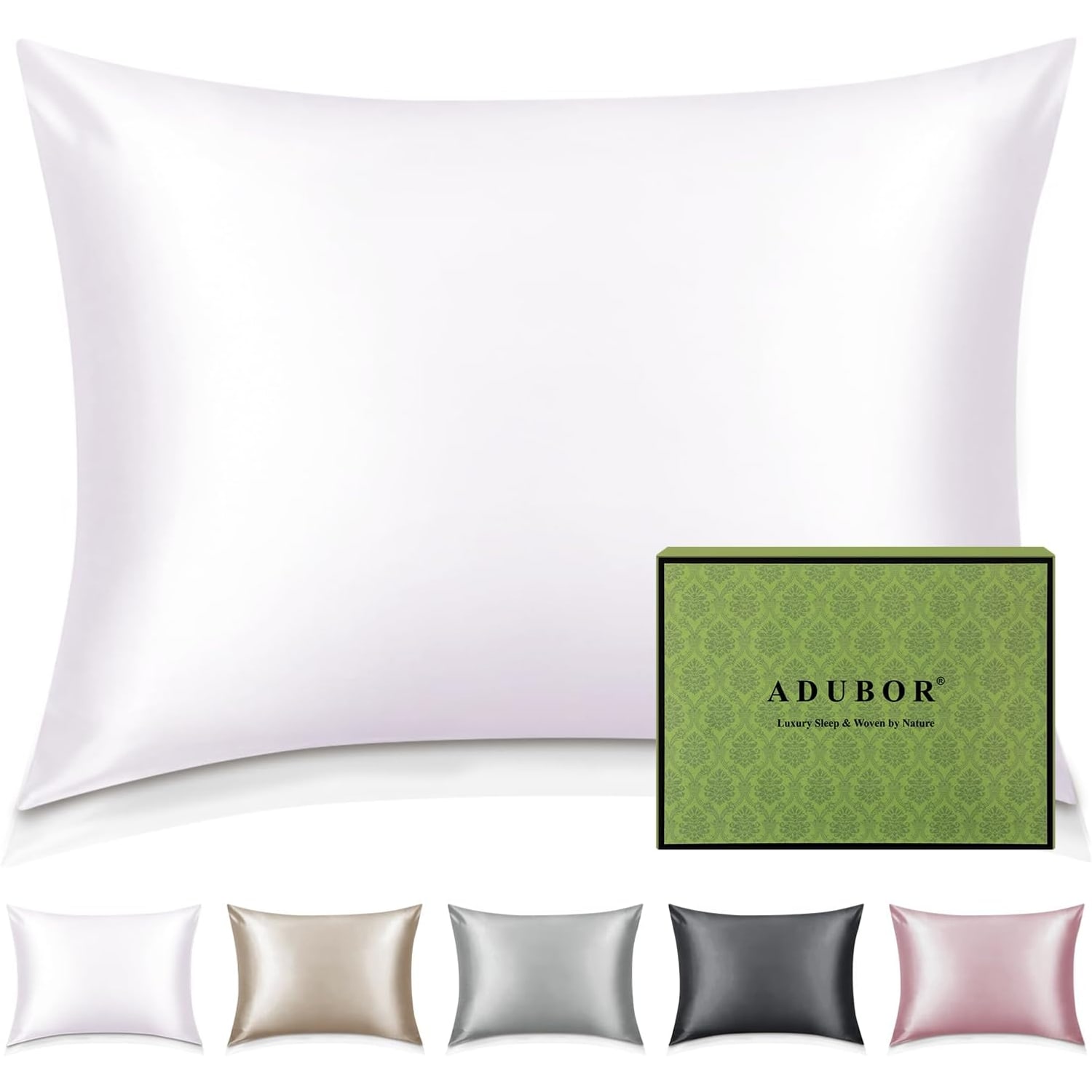 White 22 Momme Mulberry Silk Pillowcase 50 x 75 cm