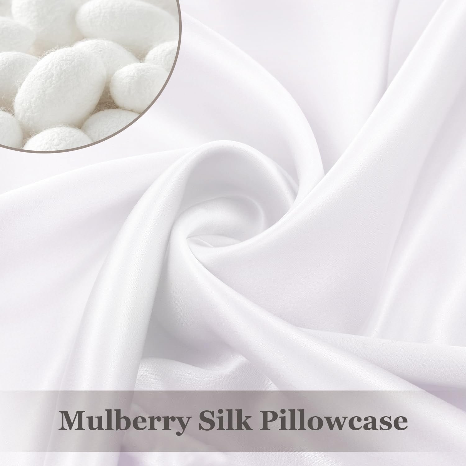 White 22 Momme Mulberry Silk Pillowcase 50 x 75 cm: image 2