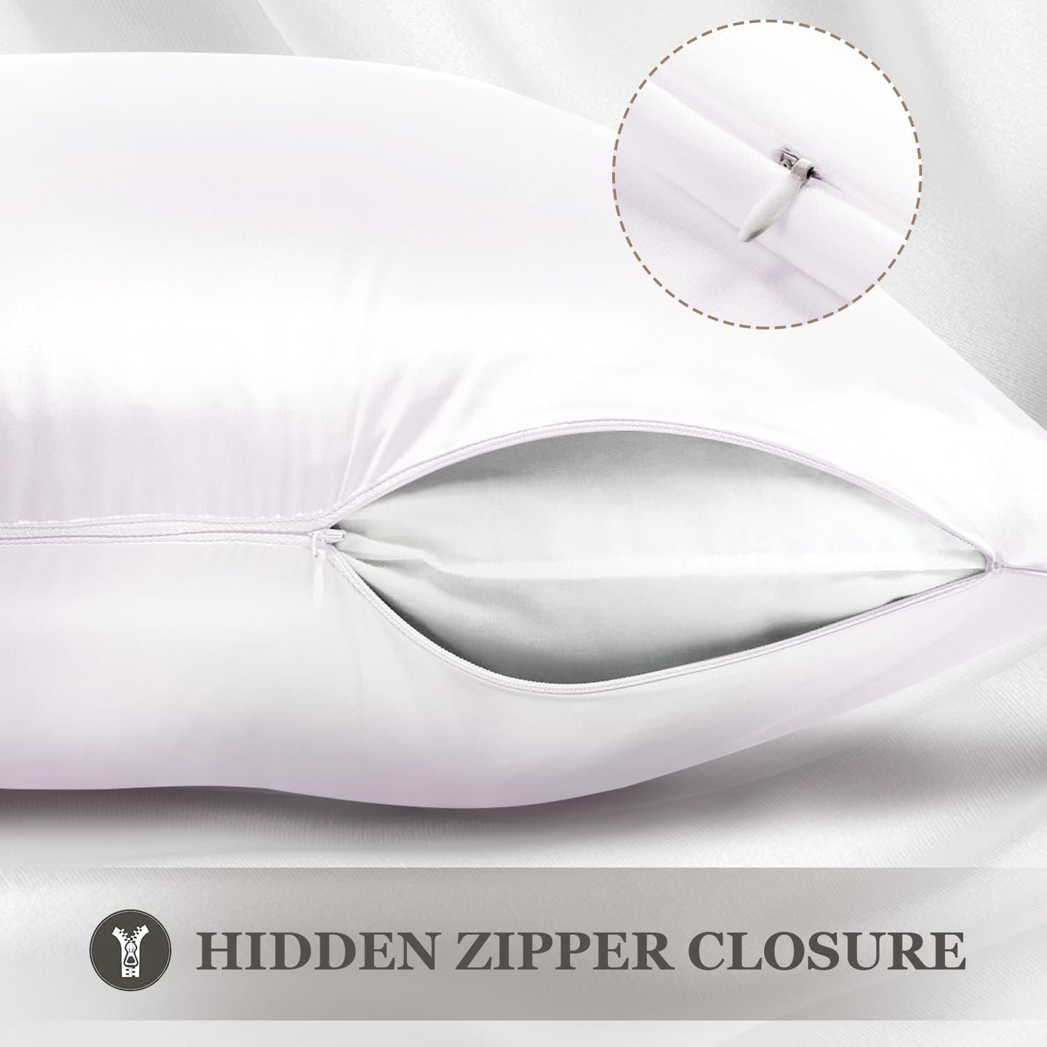 White 22 Momme Mulberry Silk Pillowcase 50 x 75 cm: image 3