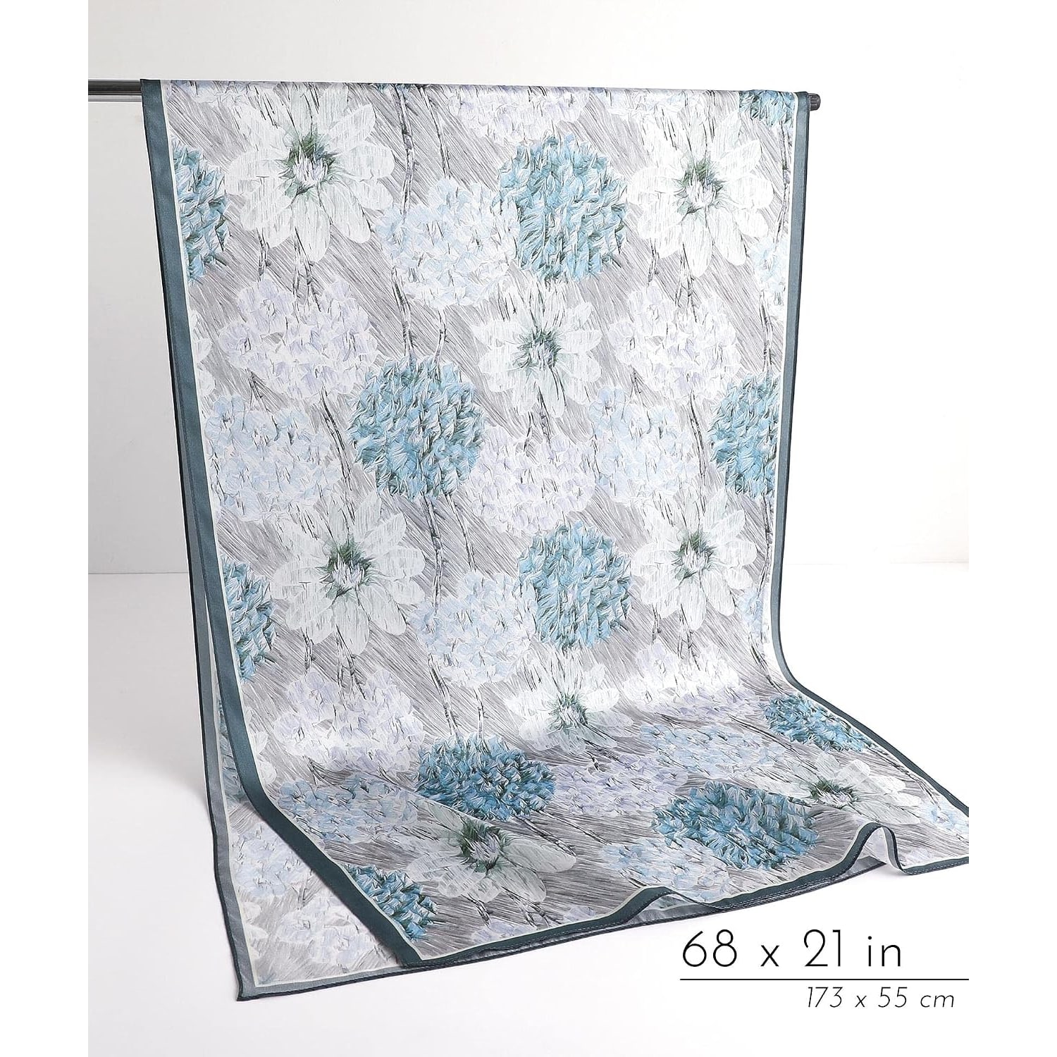 Hydrangea Print Long Silk Scarf 173cm