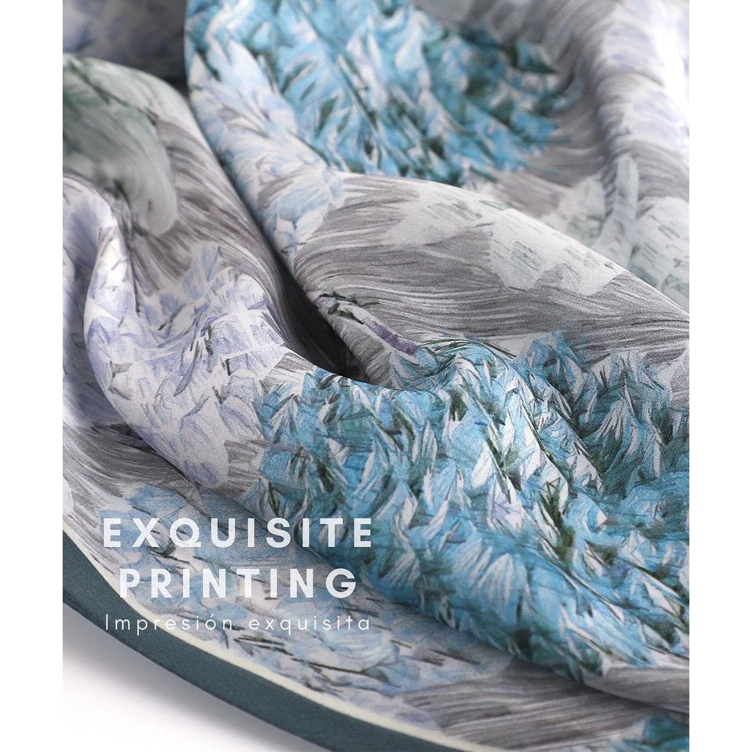Hydrangea Print Long Silk Scarf 173cm