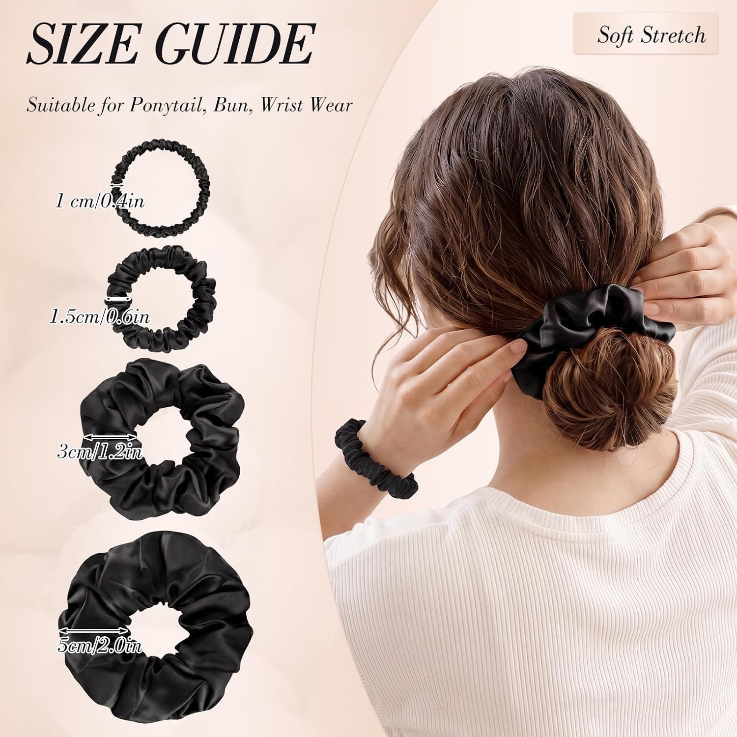 Black Mulberry Silk Hair Ties, 4 Pack: image 2