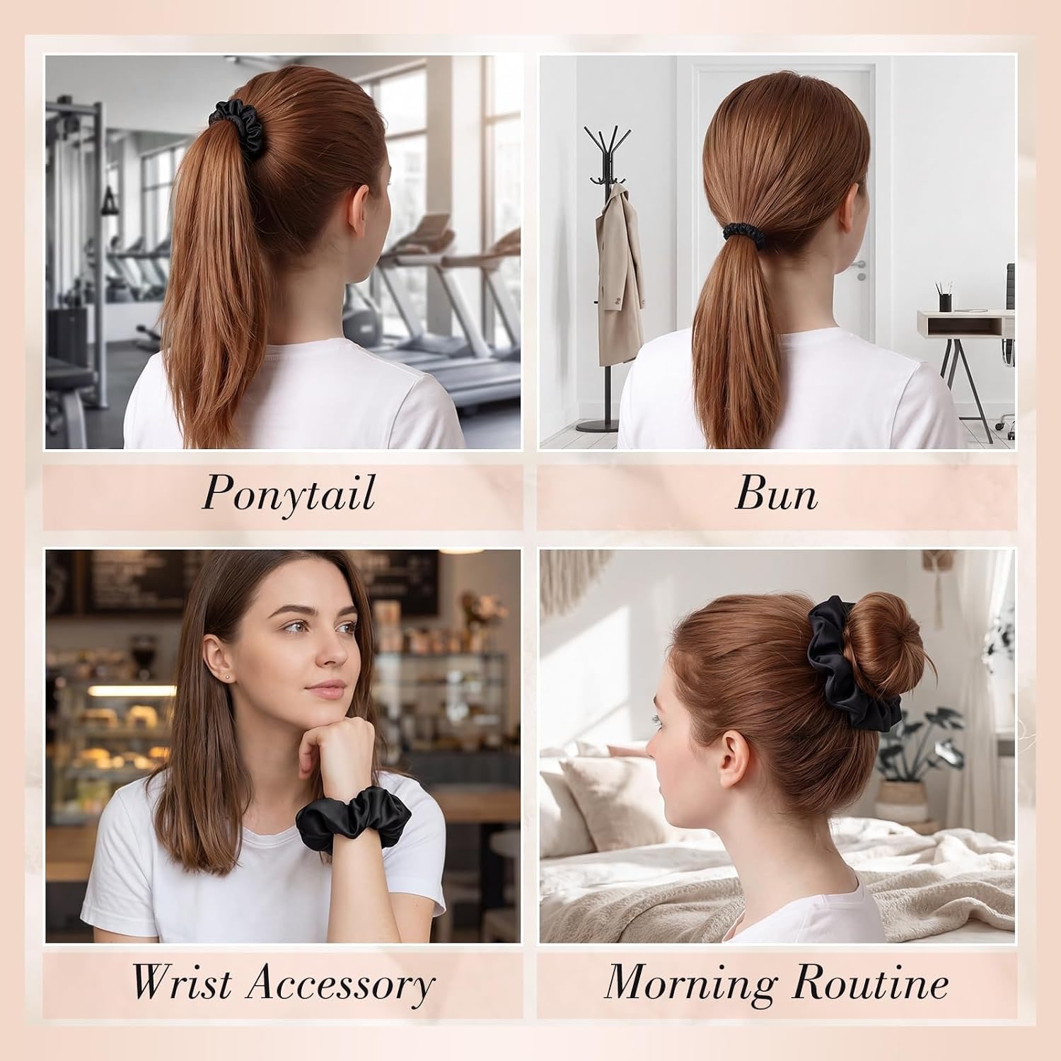 Black Mulberry Silk Hair Ties, 4 Pack: image 6