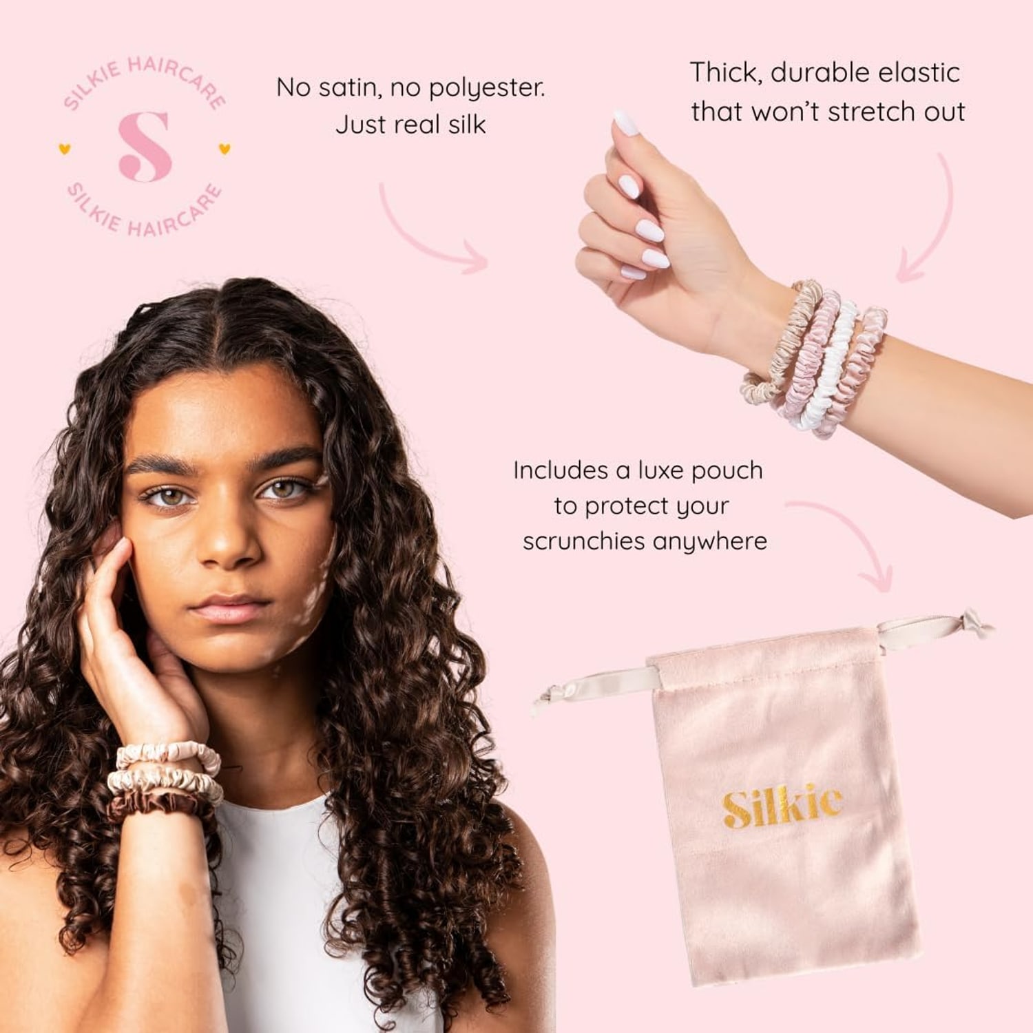 Skinny Mulberry Silk Scrunchies, 4 Pack in Neutral Shades: image 2