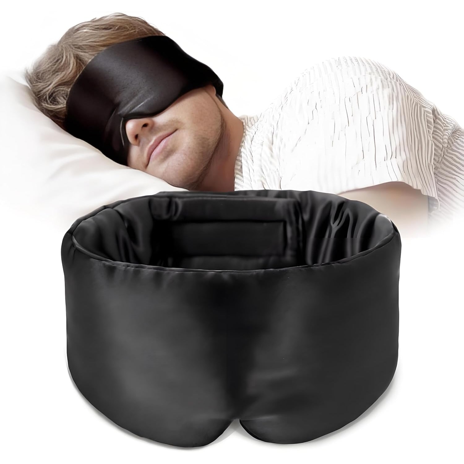Black 19 Momme Large Mulberry Silk Sleep Mask