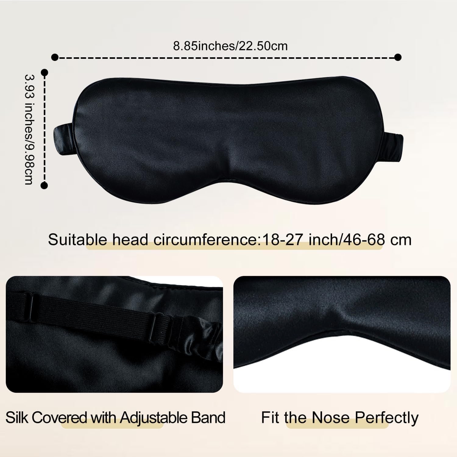 Black 22 Momme Contoured Silk Sleep Mask: image 3