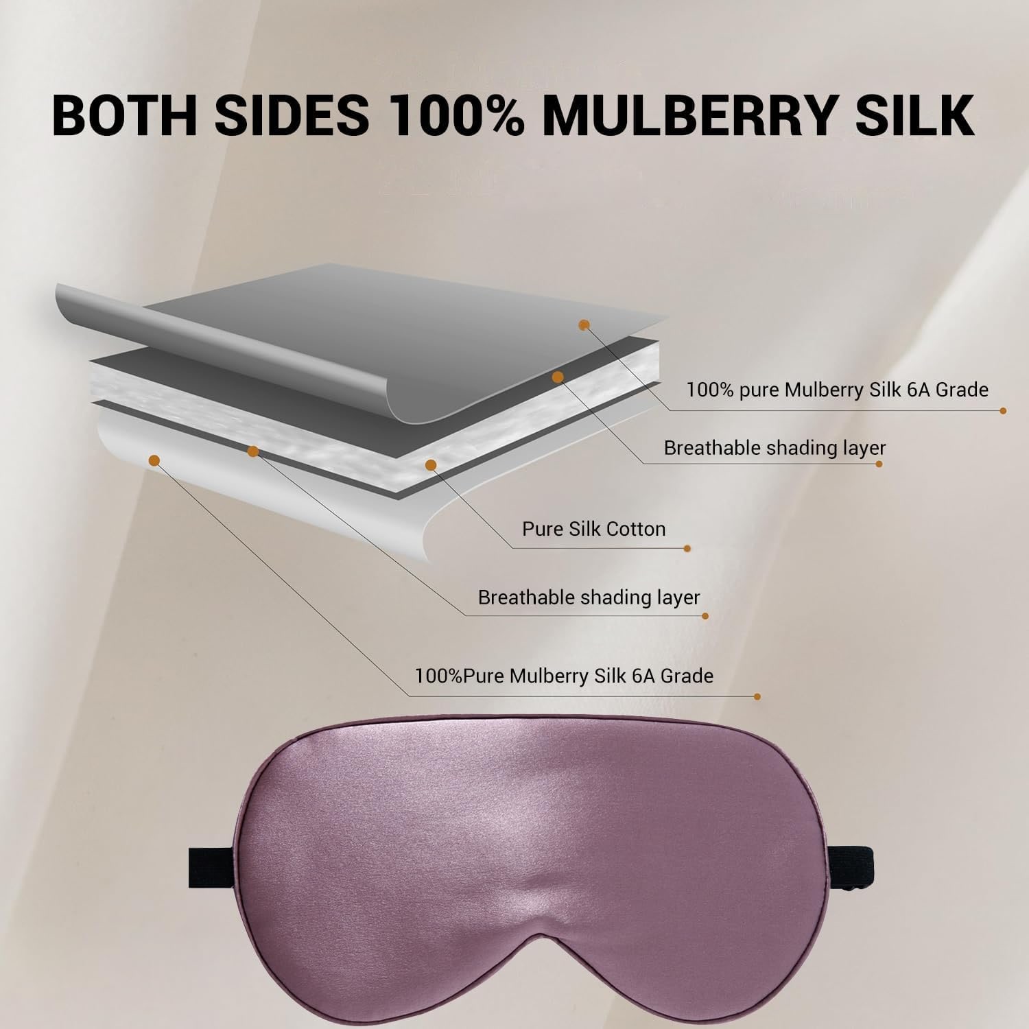 Grey Purple Mulberry Silk Sleep Mask: image 2
