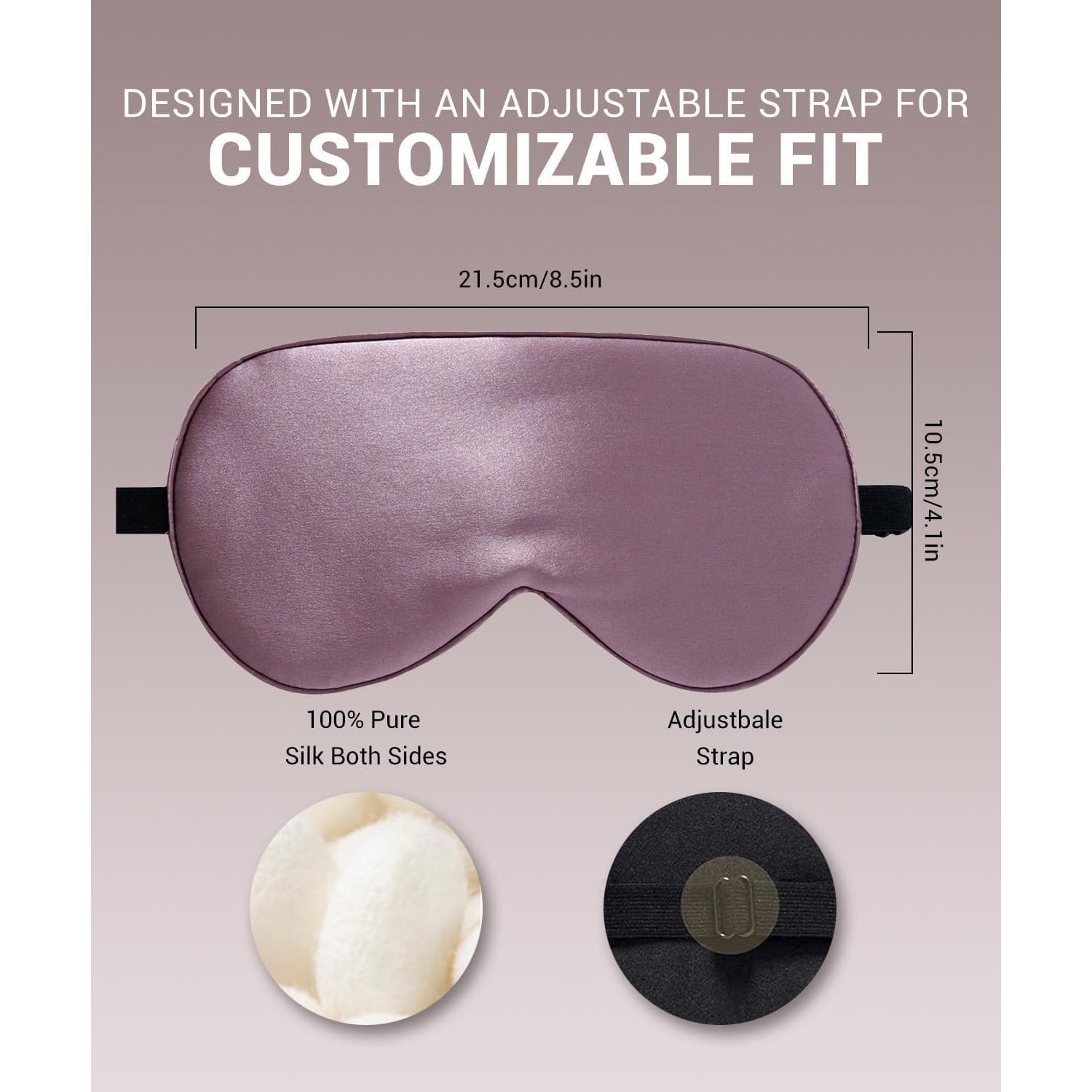 Grey Purple Mulberry Silk Sleep Mask: image 4