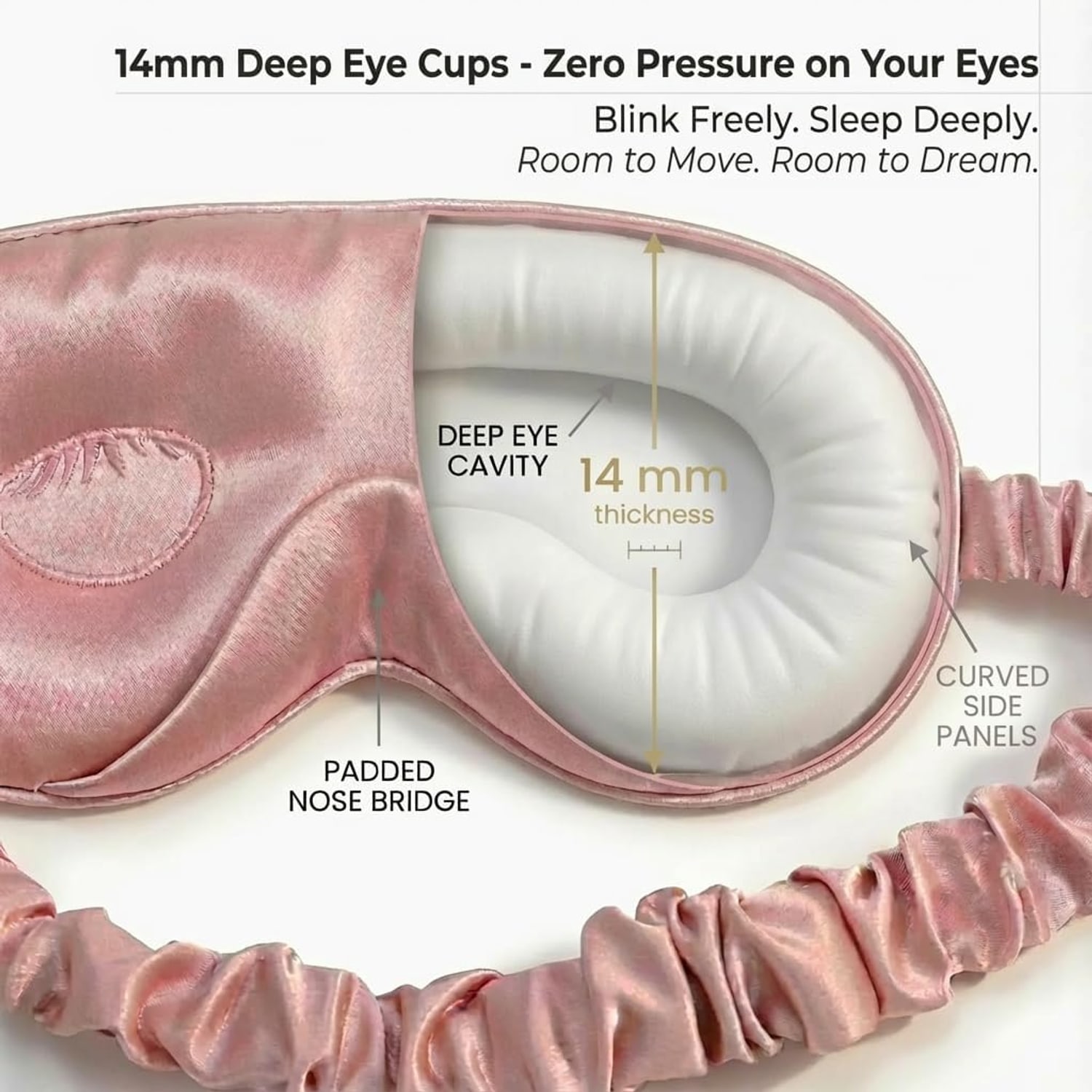 Pink and Black 22 Momme Contoured Mulberry Silk Sleep Mask: image 3